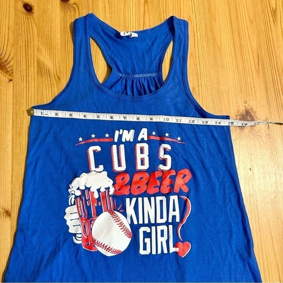 Chicago Cubs and Beer Baseball Navy Blue Racerback Tank Top Womens Small - Picture 8 of 8